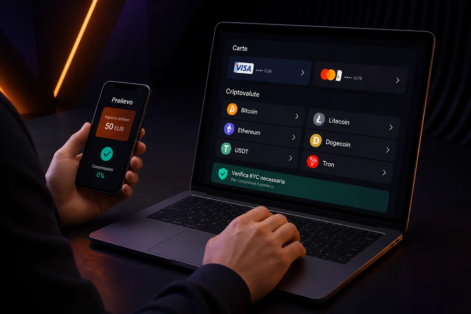 Ardente Casino — Metodi di prelievo disponibili su Ardente Casino